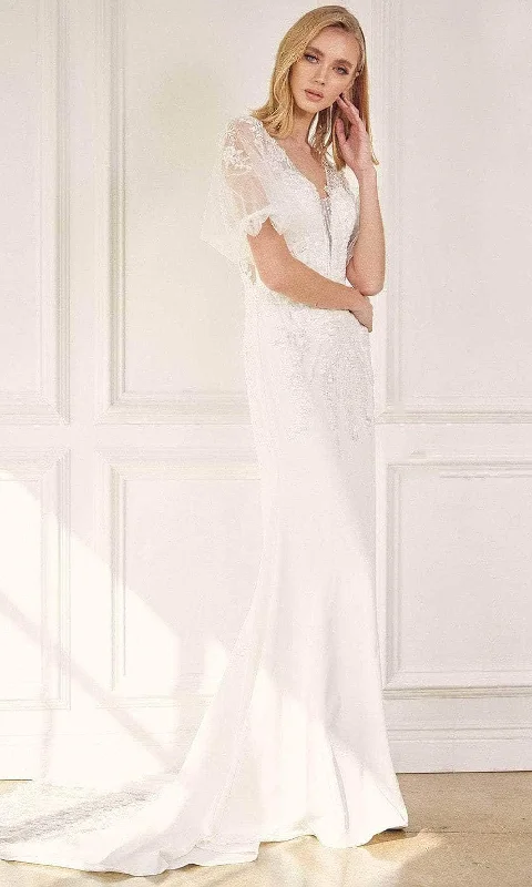 Nox Anabel - JE927 Sheer Sleeve Applique Wedding Dress