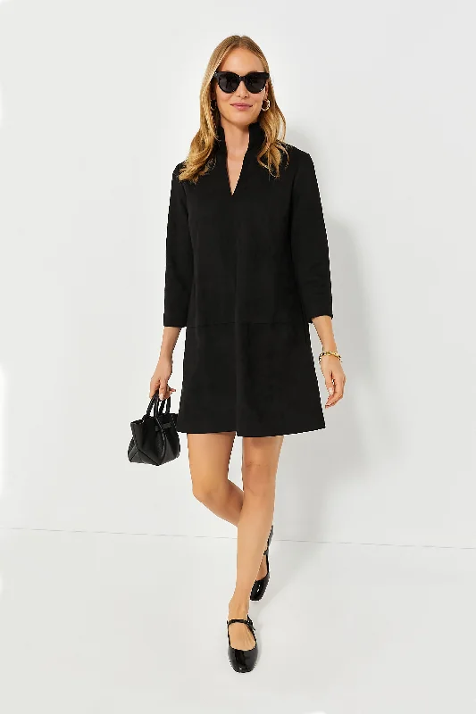 Black Suede Stretch Clifton Dress