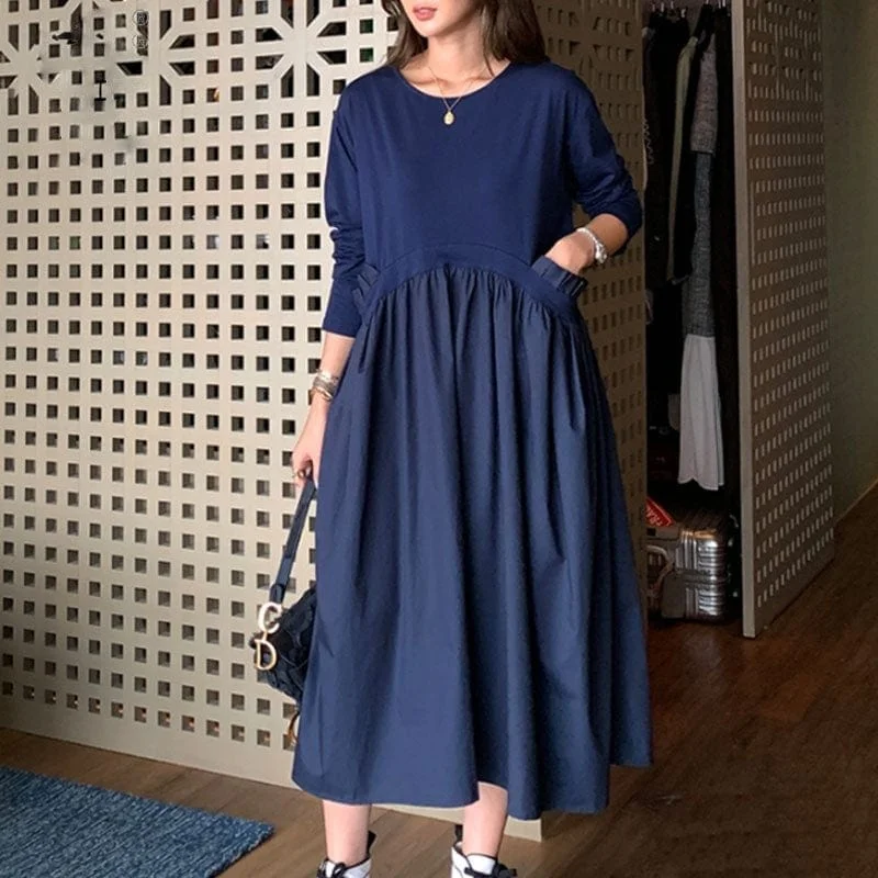 Lana Long Sleeve Pleated Dress