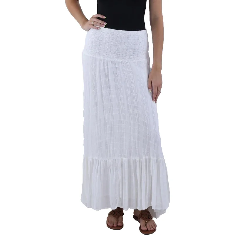 L'Space Womens Cora Smocked Long Maxi Skirt