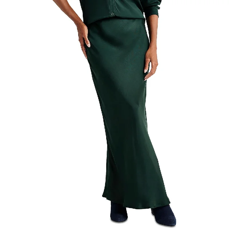 Splendid Womens Maxi Satin A-Line Skirt