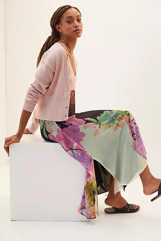 Floral Midi Skirt - Orchid Bloom