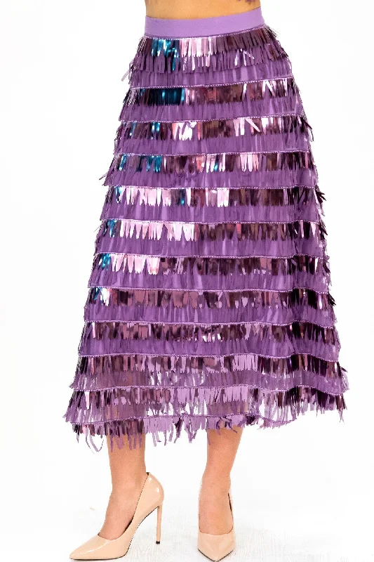 Jasmini Midi Skirt - Liliac Fringe